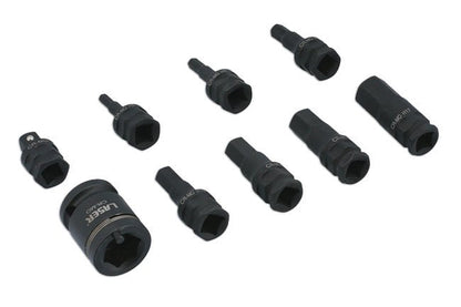 Laser Tools 7977 Dual Drive Hex Impact Bit Socket Set 9pc Laser Tools