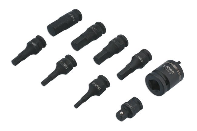Laser Tools 7977 Dual Drive Hex Impact Bit Socket Set 9pc Laser Tools