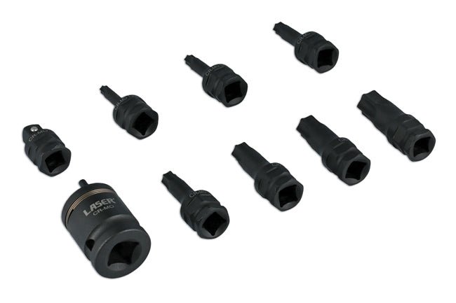 Laser Tools 7978 Dual Drive Star* Impact Bit Socket Set 9pc Laser Tools