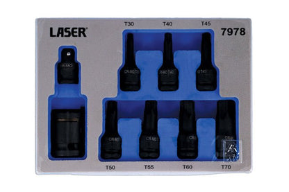 Laser Tools 7978 Dual Drive Star* Impact Bit Socket Set 9pc Laser Tools