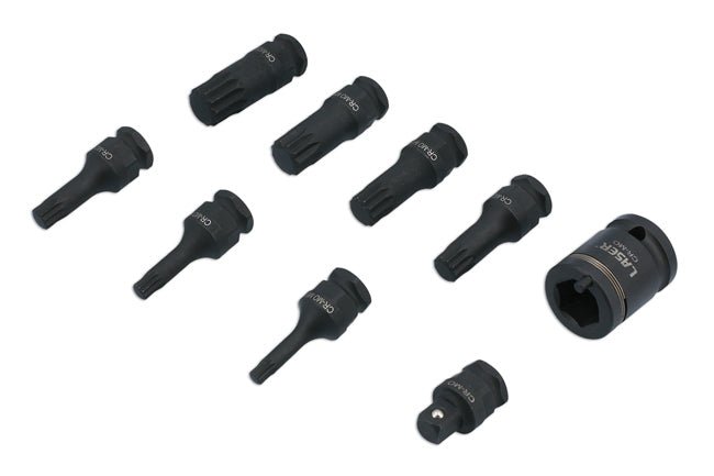 Laser Tools 7979 Dual Drive Spline Impact Bit Socket Set 9pc Laser Tools