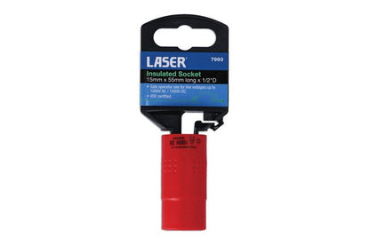 Laser Tools 7993 Insulated Socket 1/2"D 15mm Laser Tools
