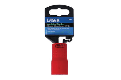 Laser Tools 7996 Insulated Socket 1/2"D 18mm Laser Tools