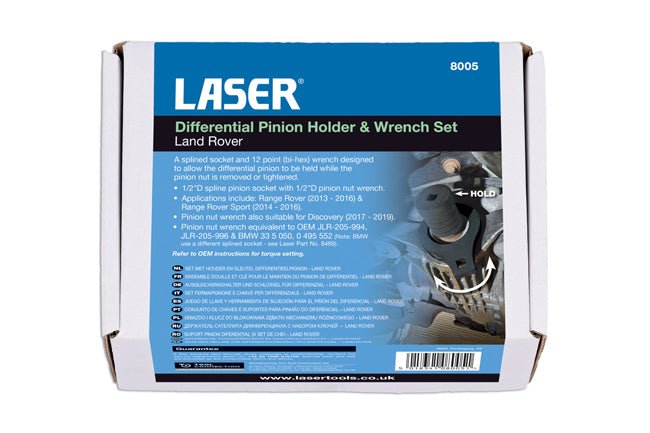 Laser Tools 8005 Differential Pinion Holder & Wrench Set - for Land Rover Laser Tools