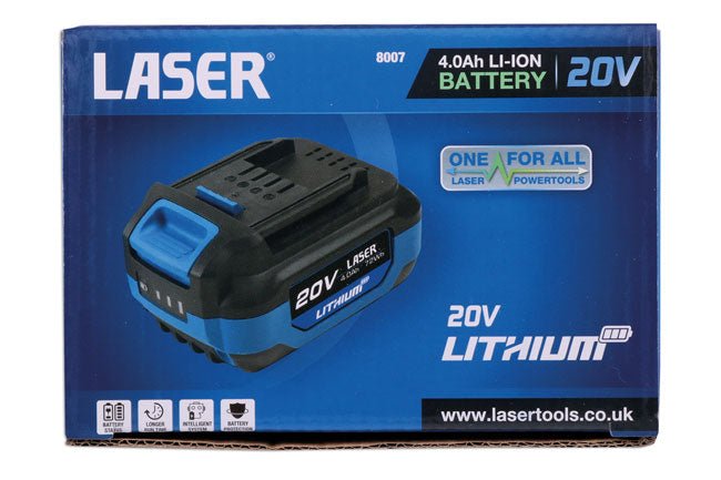Laser Tools 8007 20V 4.0Ah Li-ion Battery 'One Battery Powers All' Laser Tools