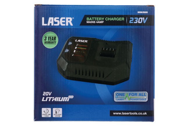 Laser Tools 8008 Battery Charger 230V Mains 4 amp with UK Plug Laser Tools