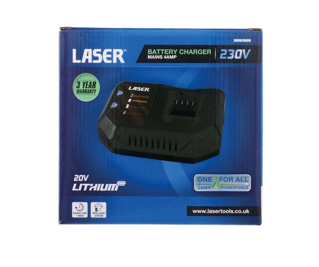 Laser Tools 8009 Battery Charger 230V Mains 4 amp with Euro 2 Pin Plug Laser Tools