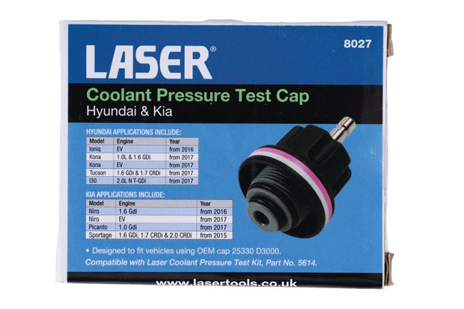 Laser Tools 8027 Coolant Pressure Test Cap - for Hyundai & Kia Laser Tools