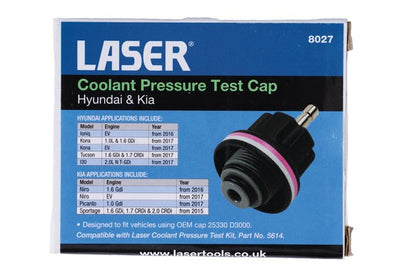 Laser Tools 8027 Coolant Pressure Test Cap - for Hyundai & Kia Laser Tools