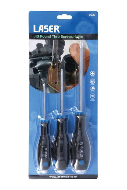 Laser Tools 8037 JIS Pound Thru Screwdrivers 3pc Laser Tools