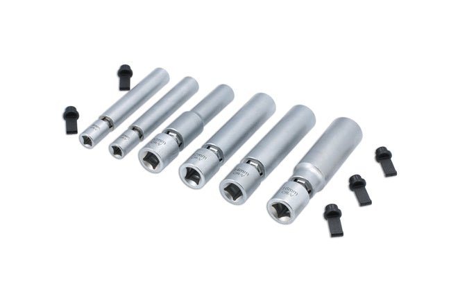Laser Tools 8066 Swivel Spark & Glow Plug Socket Set 1/4"D, 3/8"D 6pc Laser Tools