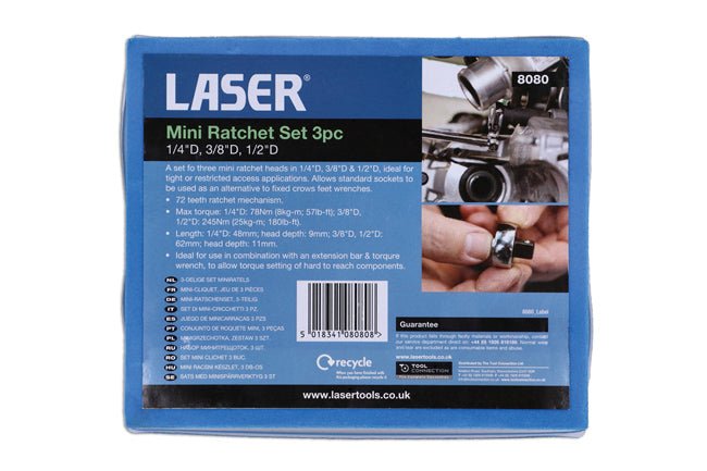 Laser Tools 8080 Mini Ratchet Set 3pc Laser Tools