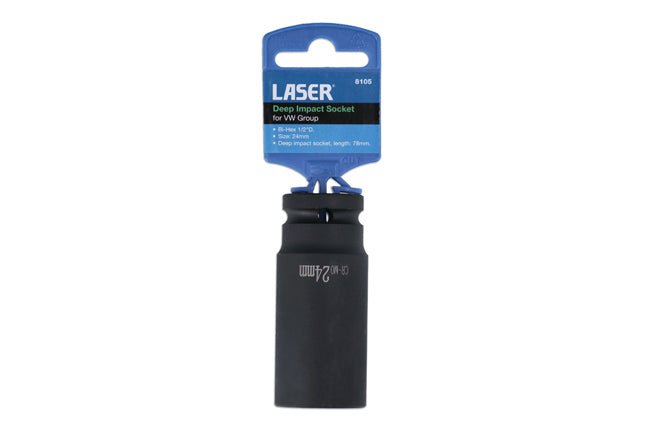 Laser Tools 8105 Deep Impact Socket 1/2"D 24mm Bi-Hex - for VW Group Laser Tools