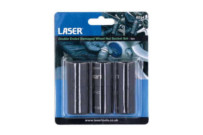 Laser Tools 8214 Double Ended Damaged Wheel Nut Socket Set 3pc Laser Tools
