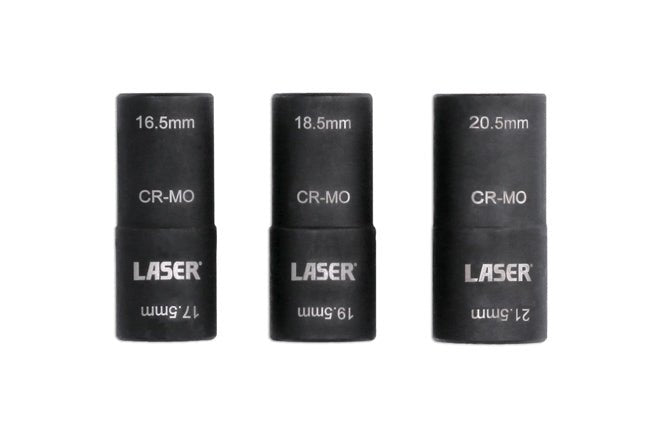 Laser Tools 8214 Double Ended Damaged Wheel Nut Socket Set 3pc Laser Tools