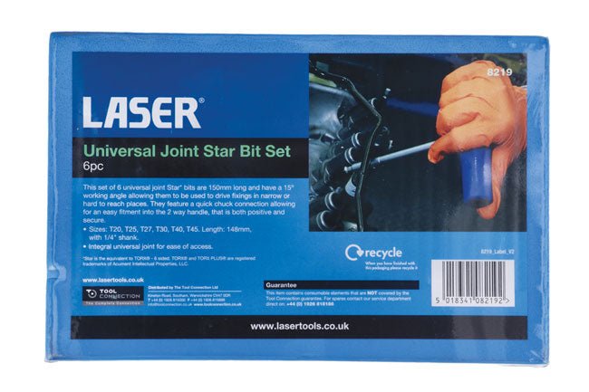 Laser Tools 8219 Universal Joint Star Bit Set 6pc Laser Tools