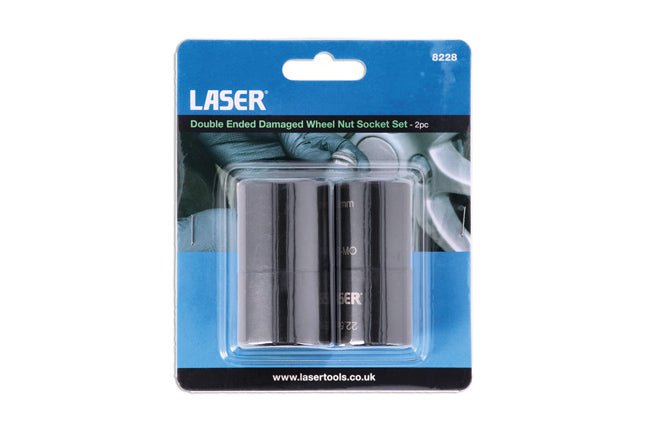 Laser Tools 8228 Double Ended Damaged Wheel Nut Socket Set 2pc Laser Tools