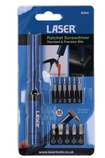 Laser Tools 8244 Ratchet Screwdriver for Standard & Precision Bits Laser Tools