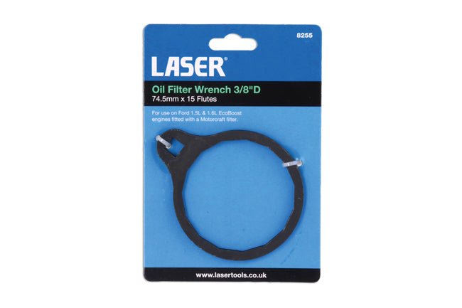 Laser Tools 8255 Oil Filter Wrench 3/8â€D - 74.5mm x 15 Flutes Laser Tools