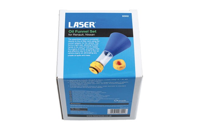 Laser Tools 8302 Oil Funnel Set - for Renault, Nissan Laser Tools