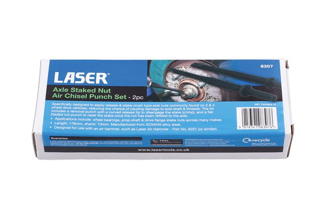 Laser Tools 8307 Axle Staked Nut Air Chisel Punch Set 2pc Laser Tools