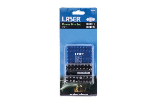 Laser Tools 8316 Power Bits Set, includes JIS 33pc Laser Tools