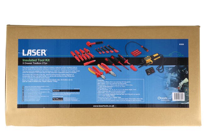 Laser Tools 8328 Insulated Tool Kit - 3 Drawer Toolbox 27pc Laser Tools
