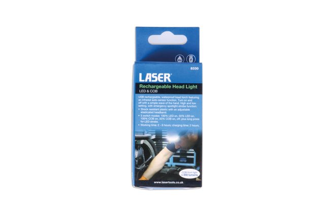 Laser Tools 8330 LED & COB Rechargeable Head Light Laser Tools