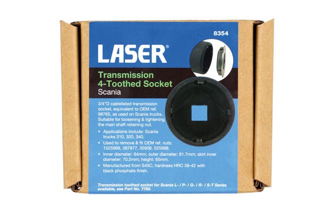 Laser Tools 8354 Transmission 4-Toothed Socket - for Scania Laser Tools
