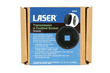 Laser Tools 8354 Transmission 4-Toothed Socket - for Scania Laser Tools