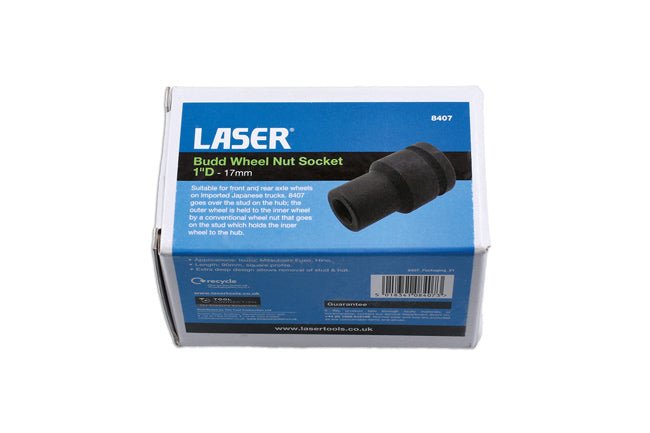 Laser Tools 8407 Budd Wheel Nut Socket 1"D 17mm Laser Tools