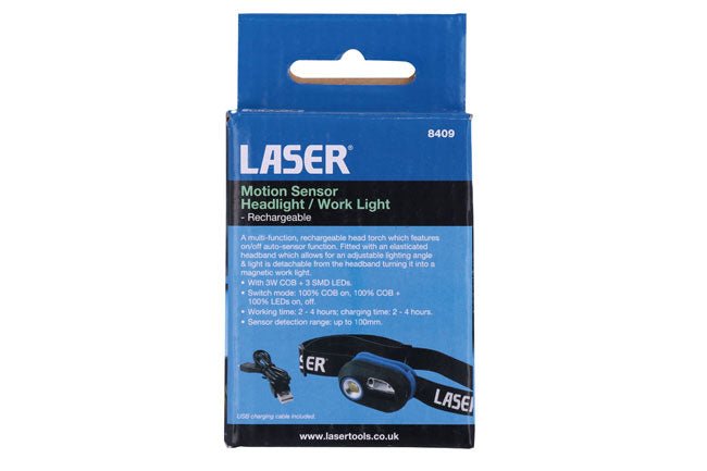 Laser Tools 8409 Motion Sensor Headlight / Work Light - Rechargeable Laser Tools