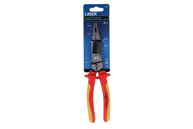 Laser Tools 8423 Insulated Long Nose Multifunctional Pliers 225mm Laser Tools