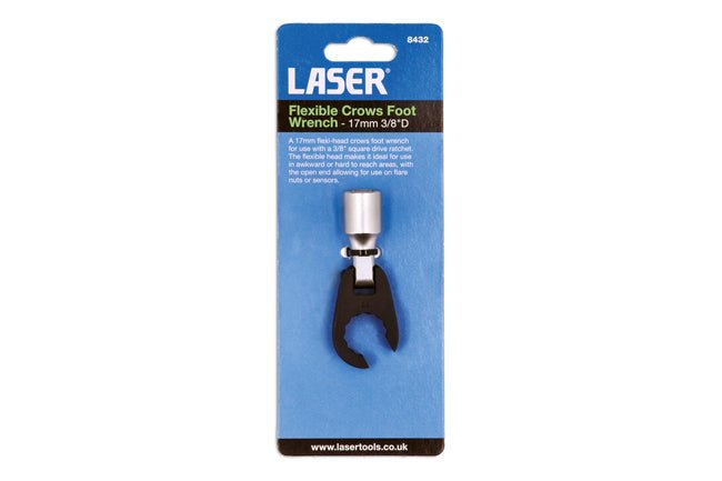 Laser Tools 8432 Flexible Crows Foot Wrench 17mm 3/8"D Laser Tools