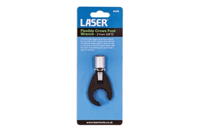 Laser Tools 8436 Flexible Crows Foot Wrench 21mm 3/8"D Laser Tools