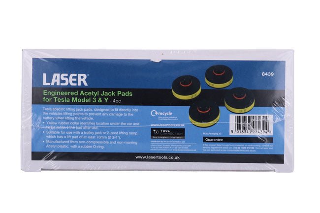 Laser Tools 8439 Engineered Acetal Jack Pads for Tesla Model 3 & Y - 4pc Laser Tools
