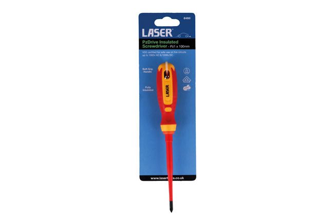 Laser Tools 8450 PzDrive Insulated Screwdriver Pz1 x 100mm Laser Tools