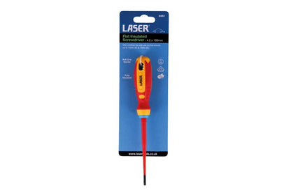 Laser Tools 8452 Flat Insulated Screwdriver 4.0 x 100mm Laser Tools