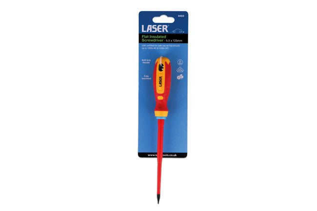 Laser Tools 8453 Flat Insulated Screwdriver 5.5 x 125mm Laser Tools