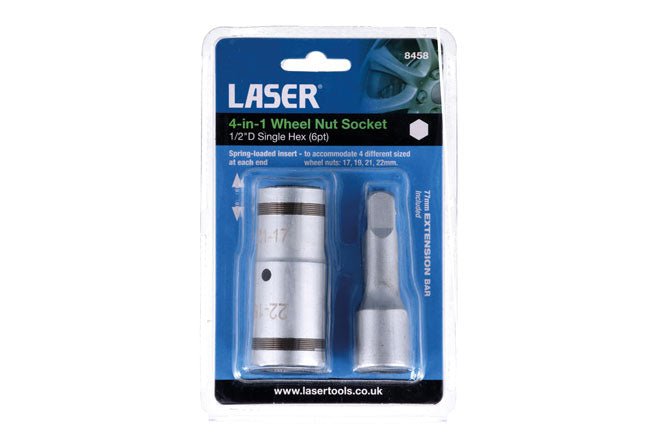 Laser Tools 8458 4-in-1 Wheel Nut Socket 1/2"D Laser Tools