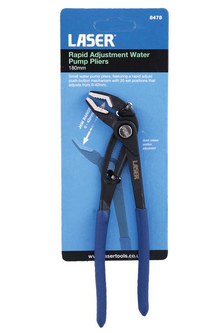 Laser Tools 8478 Rapid Adjustment Water Pump Pliers 180mm Laser Tools
