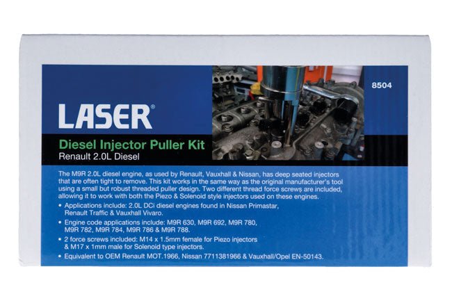 Laser Tools 8504 Diesel Injector Puller Kit - for Renault 2.0L Diesel Laser Tools