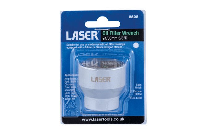 Laser Tools 8508 Oil Filter Wrench 24/36mm 3/8"D Laser Tools