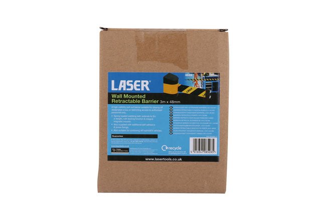 Laser Tools 8528 Wall Mounted Magnetic Retractable Barrier 3m x 48mm Laser Tools