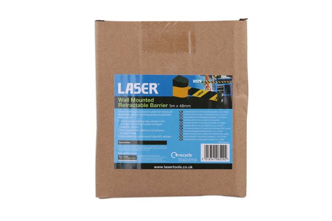 Laser Tools 8529 Wall Mounted Magnetic Retractable Barrier 5m x 48mm Laser Tools