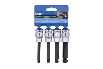 Laser Tools 8601 Difficult Access Ball End Bit Set 4pc Laser Tools
