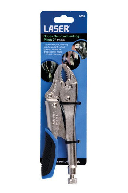 Laser Tools 8635 Screw Removal Locking Pliers 7" Laser Tools