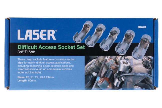 Laser Tools 8643 Difficult Access Socket Set 3/8"D 5pc Laser Tools