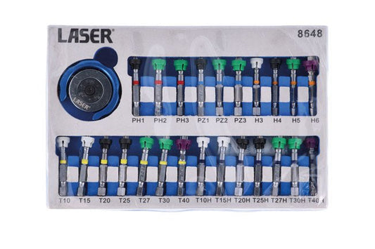 Laser Tools 8648 Swivel Palm Grip Magnetic Bit Set 25pc Laser Tools