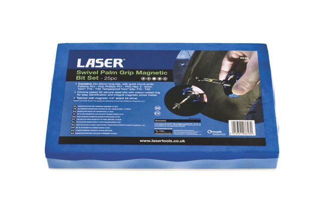 Laser Tools 8648 Swivel Palm Grip Magnetic Bit Set 25pc Laser Tools
